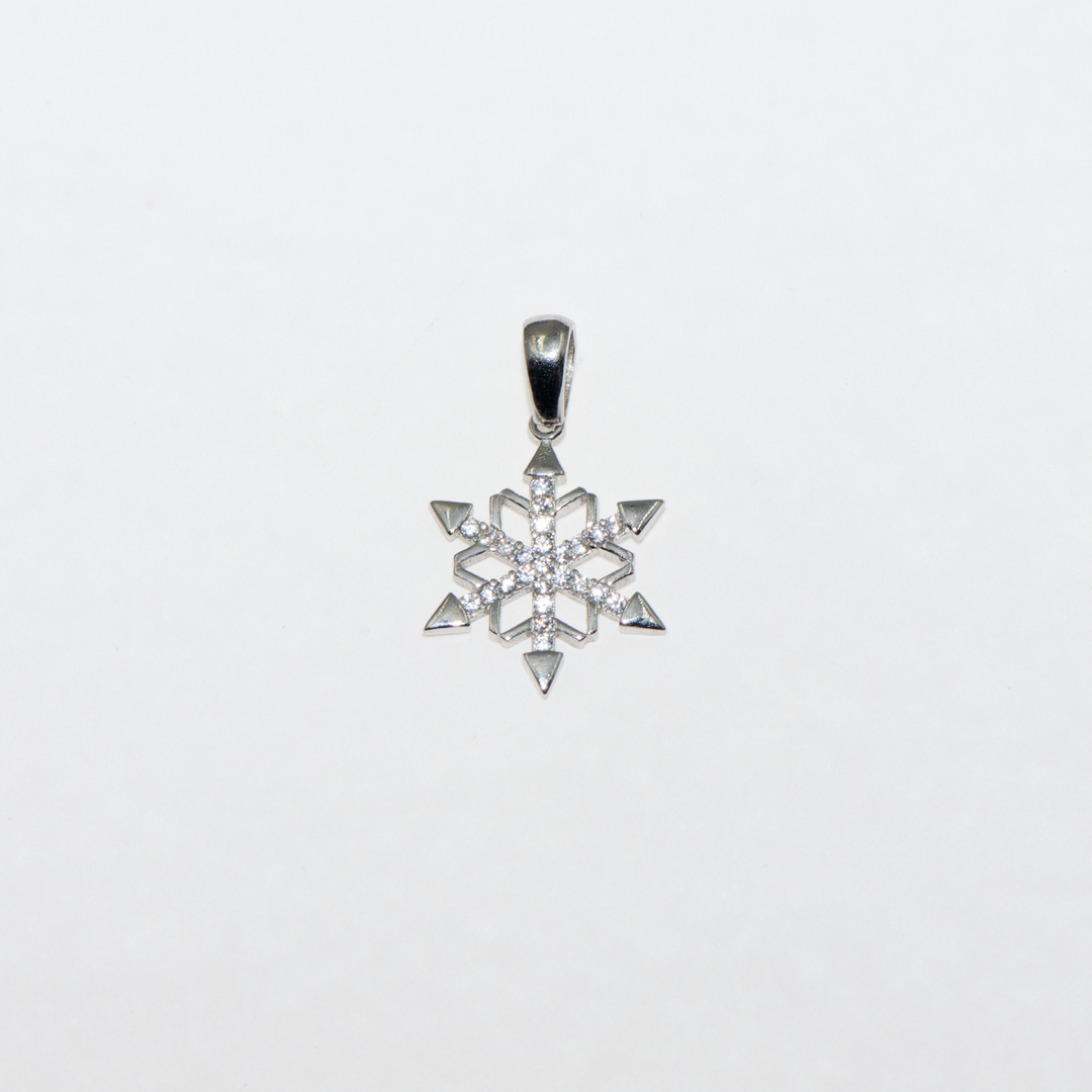 Moderner 925 Silber Schneeflocken-Anhänger mit Zirkonia