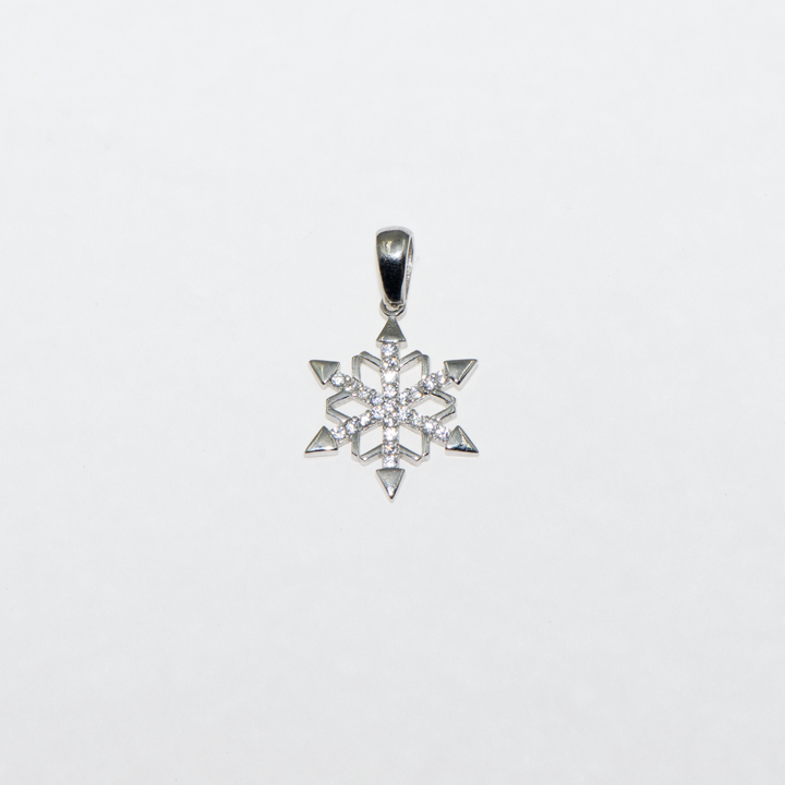 Moderner 925 Silber Schneeflocken-Anhänger mit Zirkonia