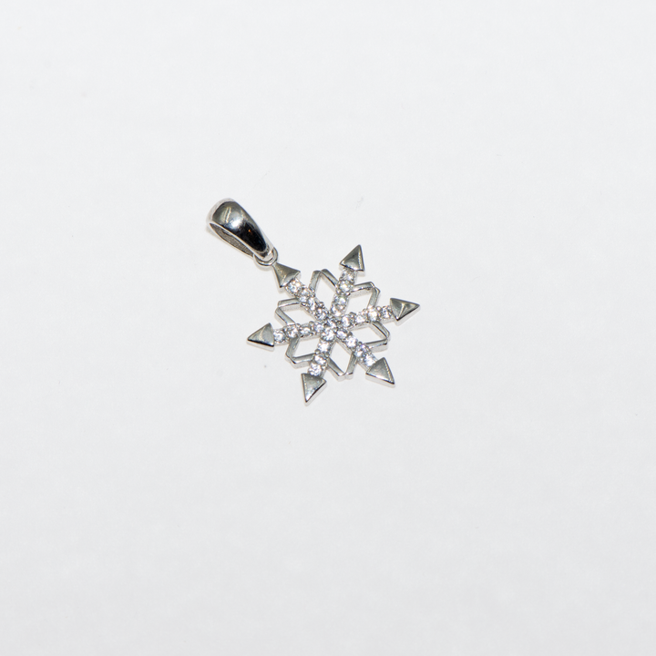 Moderner 925 Silber Schneeflocken-Anhänger mit Zirkonia