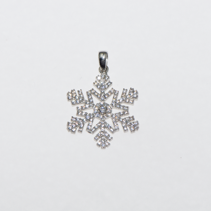 Großer 925 Silber Schneeflocken-Anhänger mit Zirkonsteinen