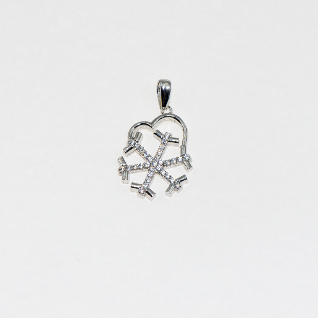 925er Silber Herz und Schneeflocken Design Anhänger