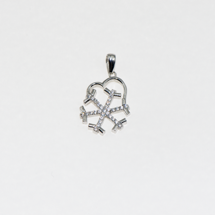 925er Silber Herz und Schneeflocken Design Anhänger