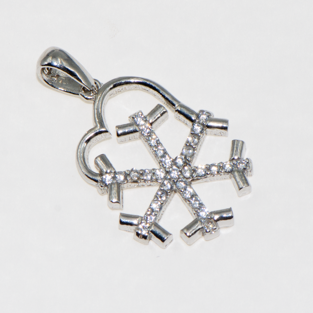 925er Silber Herz und Schneeflocken Design Anhänger
