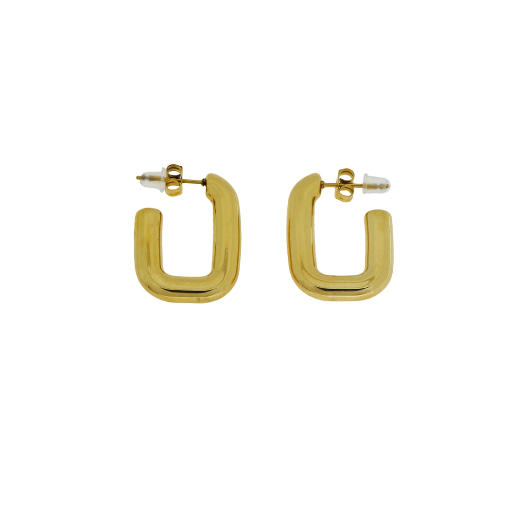 Quadratische, wasserfeste Ohrringe aus goldfarbenem Edelstahl – ein stilvolles und beständiges Accessoire für jeden Anlass.