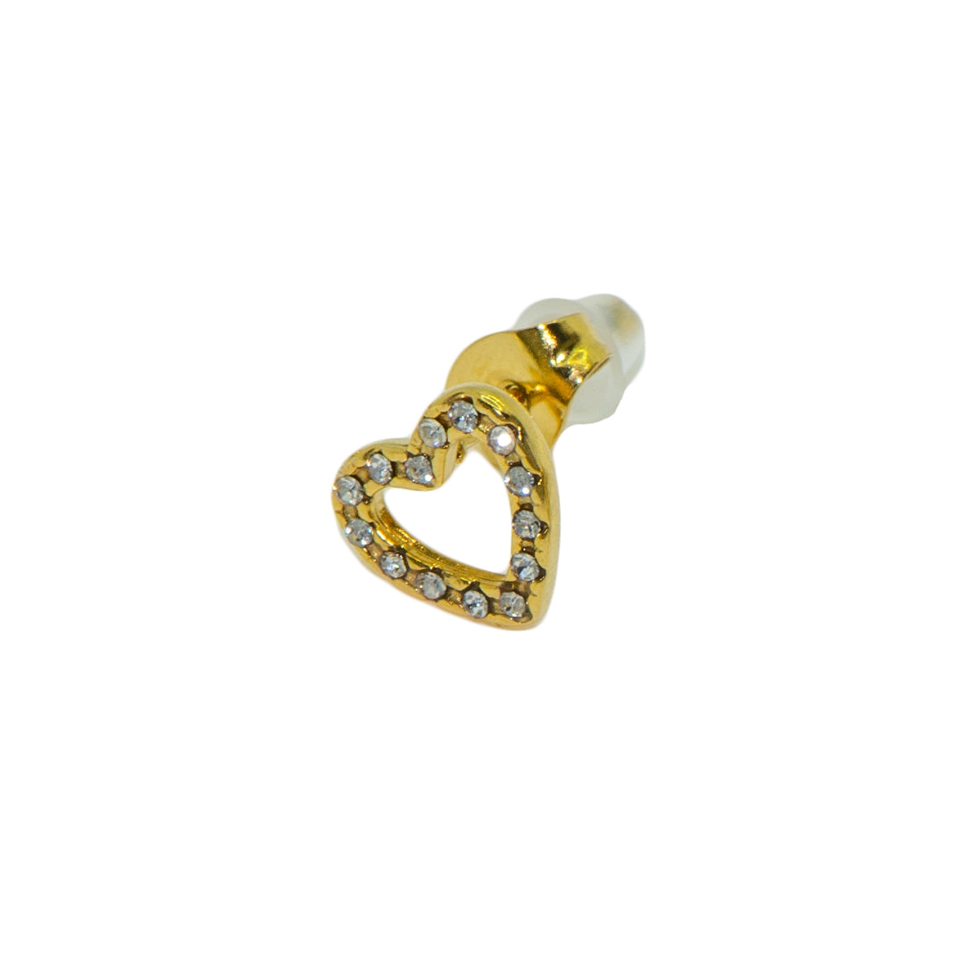  Goldfarbene, wasserfeste Herz Ohrstecker mit Edelstein-Zirkonia – romantisch und stilvoll.