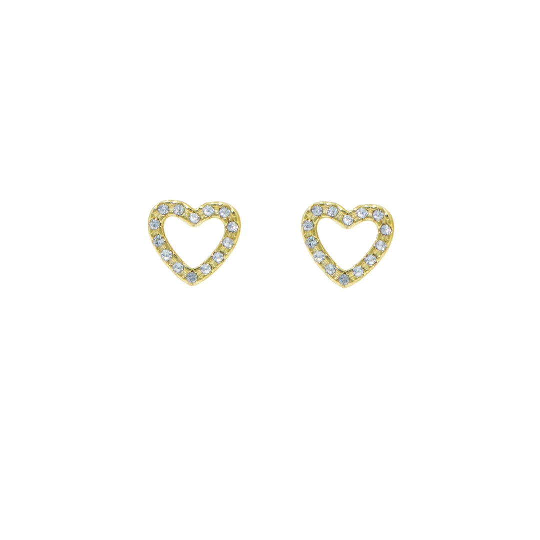  Goldfarbene, wasserfeste Herz Ohrstecker mit Edelstein-Zirkonia – romantisch und stilvoll.